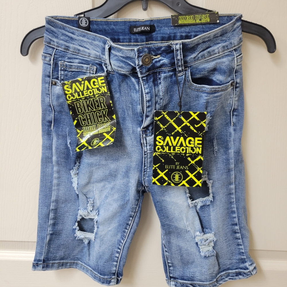 Savage Collection by Elite Jean Mid-Rise Bermuda Shorts
